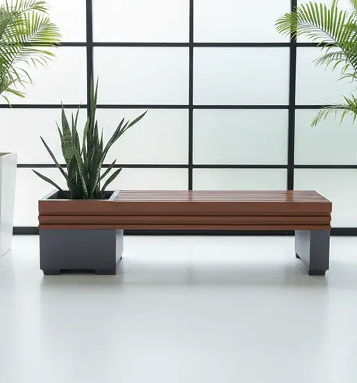 frp outdoor bench with planter